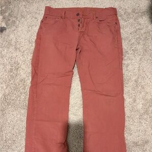 7 For All Mankind Washed Rust Pink Button-Fly Pants